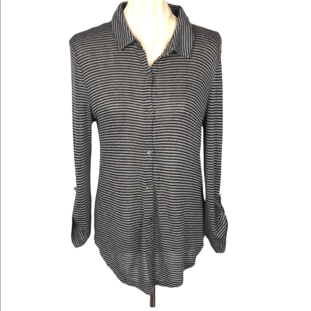 Soft Joie Striped Knit Button Up Top Size L